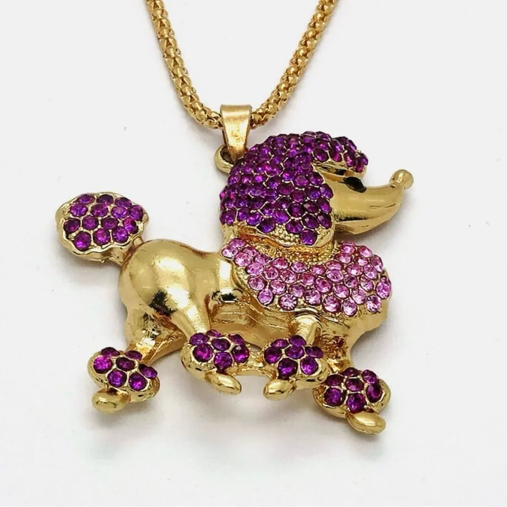 💜 Betsey Johnson Glamorous Purple and Gold Poodle Pendant Necklace 💜